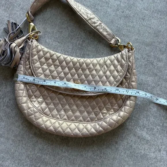 Eric Javits Quilted Leather Pink Metallic Shoulder Bag - Picture 5 of 6